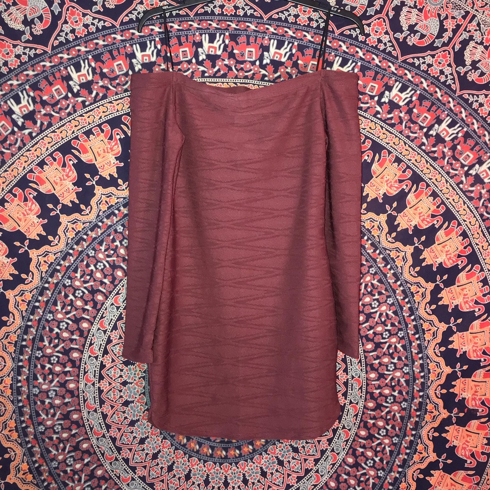 Long-sleeve, off the shoulder dress